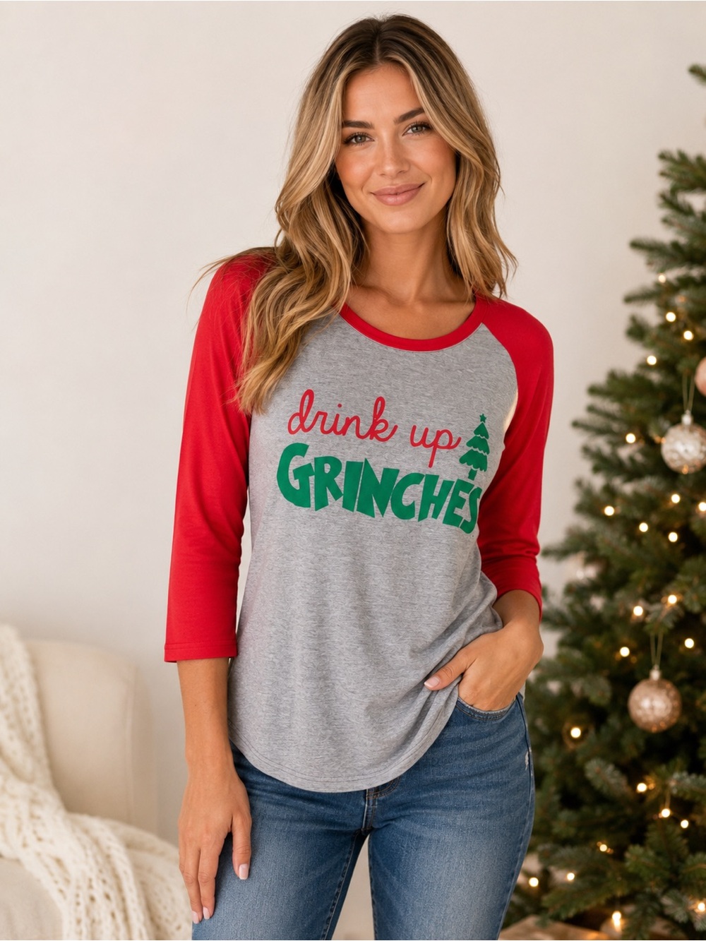 Paper Crane NWT Drink Up Grinches Christmas Raglan Top Size XS